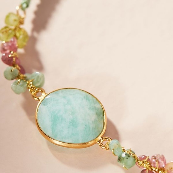 Anthropologie 14K Gold Adella Stone Bracelet NWT - Picture 2 of 2